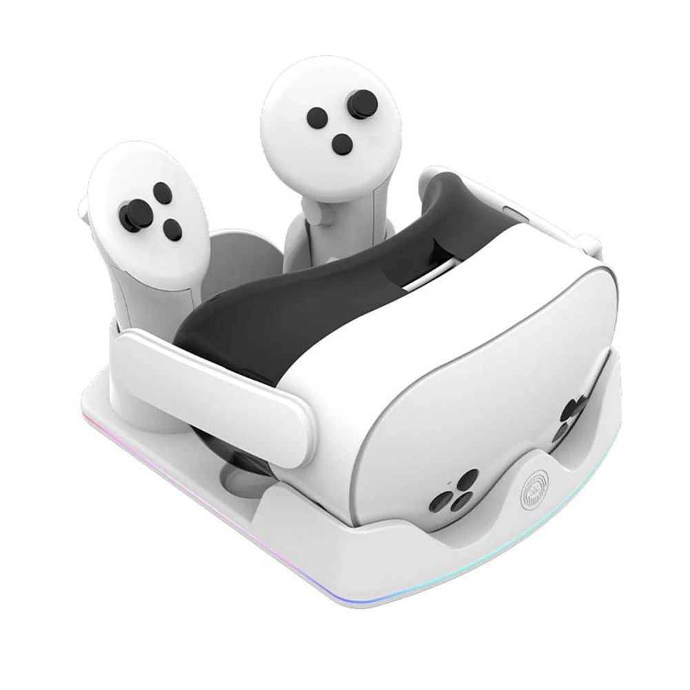 Charging Dock for Meta Quest 3S VR Charging Station W/ RGB Light Stand Headset Display Stand and Controller Mount vr battery charger station vr stand