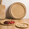 Hand-Woven Round Bamboo Sieve, Hand-painted Bamboo Raft, Dustpan, DIY Decorative Fruit Bread Basket, Kitchen Storage Tray 5