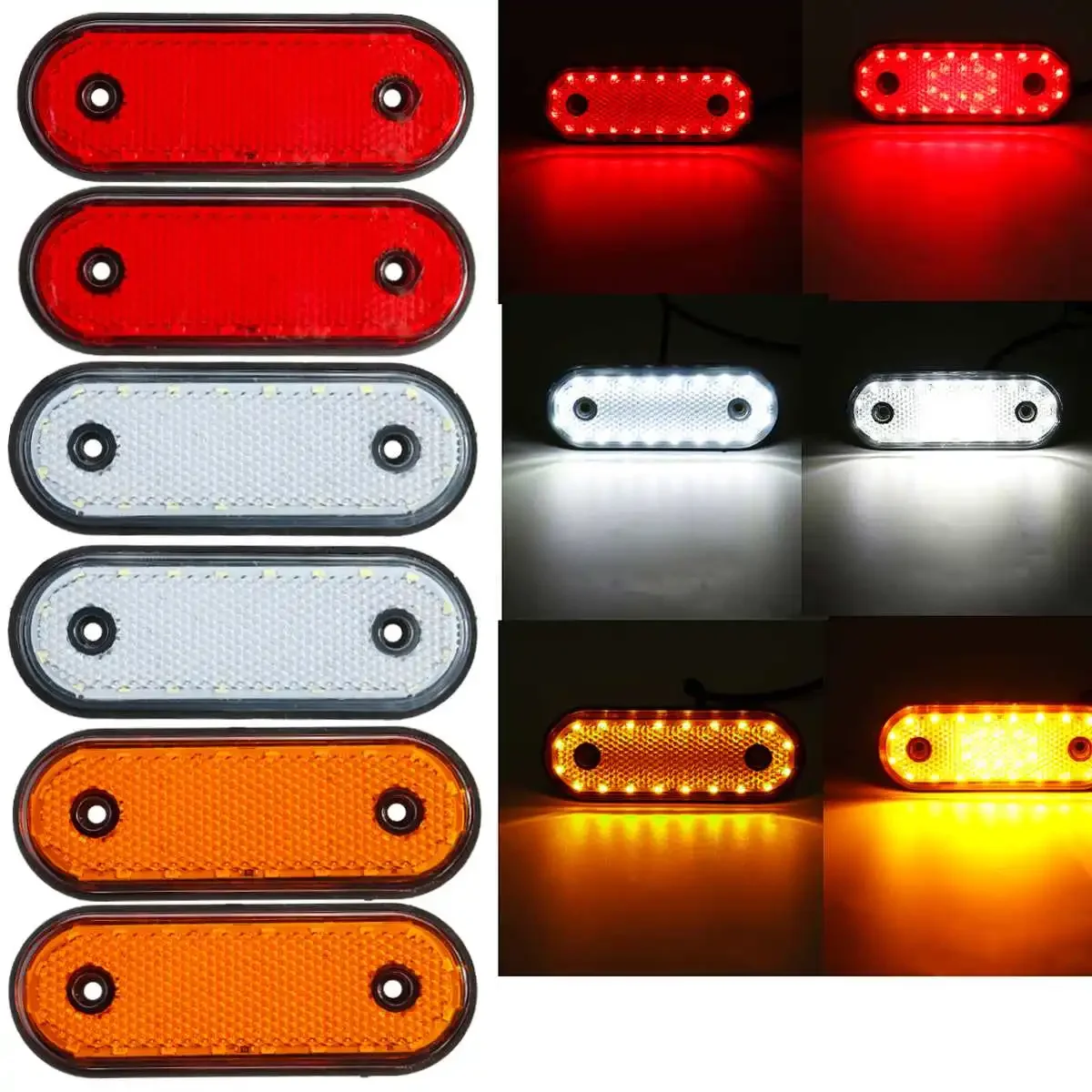 

Боковой маркер для грузовика, 24 В, 20 фонарей, габаритные огни для прицепа, сигнал поворота трактора, лампа индикатора, красный, белый, янтарный