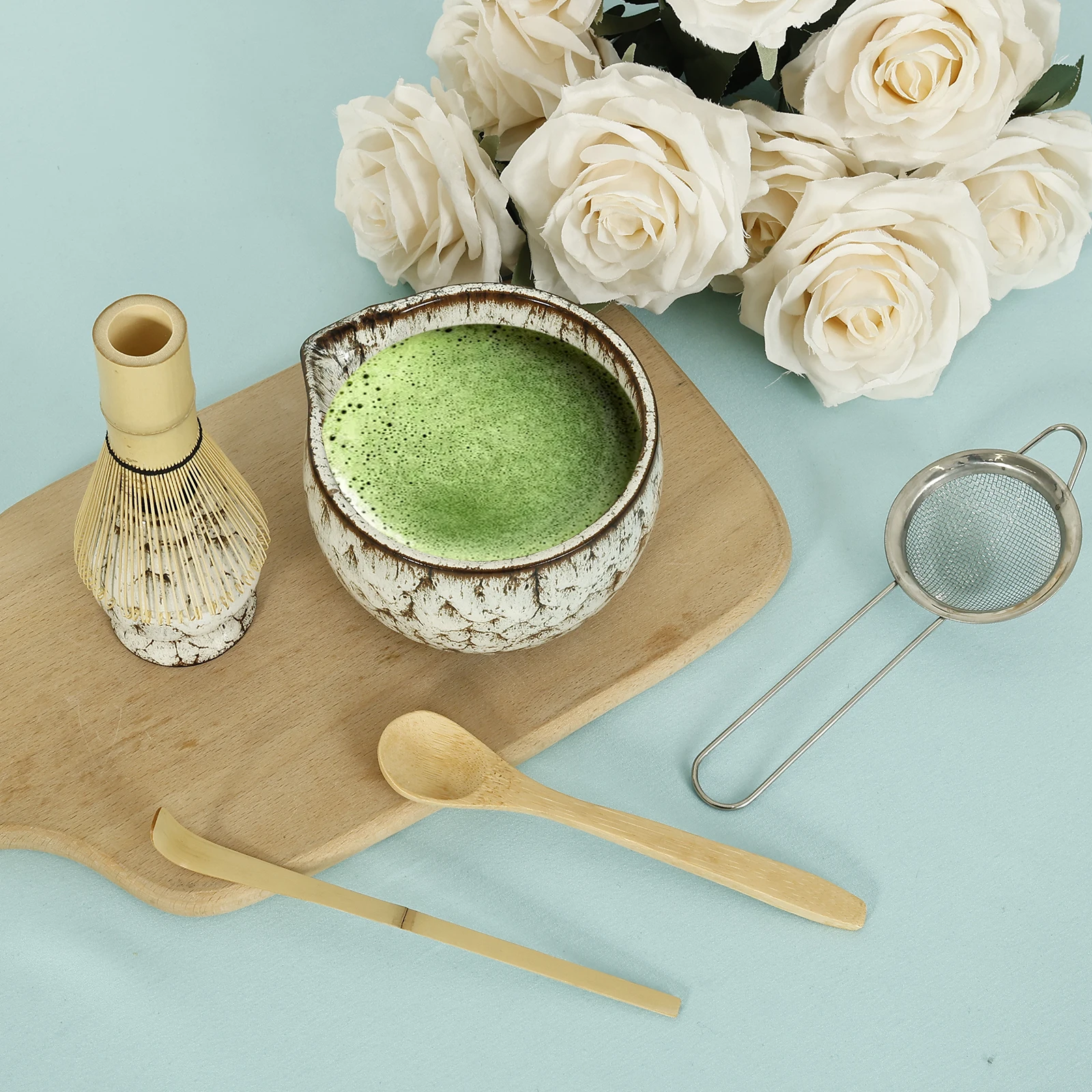 6 Pcs Matcha Whisk Set Japanese Tea cup Whisk Holder Ceramic Bowl kitchen gadget sets