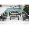 5 Pieces Modern Aluminum Patio Furniture Set, Outdoor Metal Sectional Sofa with Coffee Table - Stylish & Durable Conversation 3