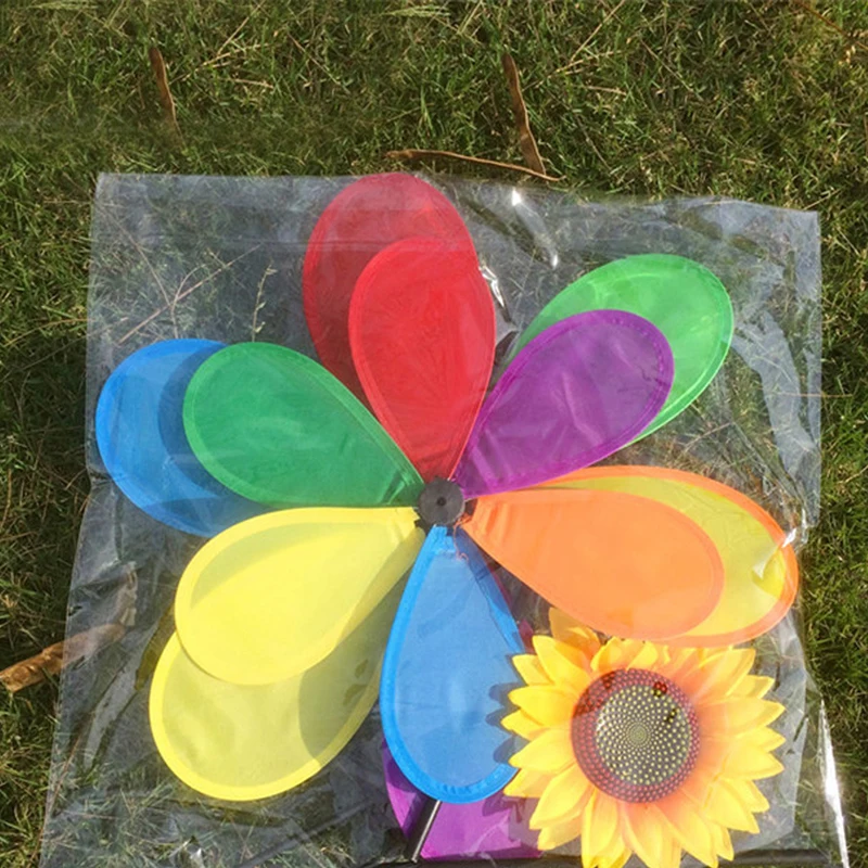 

4XBD Windmill Wind Spinner Rainbow Whirligig Wheel Home Yard Decoration New