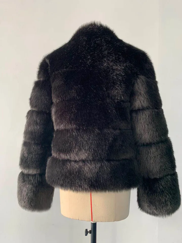 ZADORIN High Quality Thicken Pink Faux Fur Coat Women Winter Stand