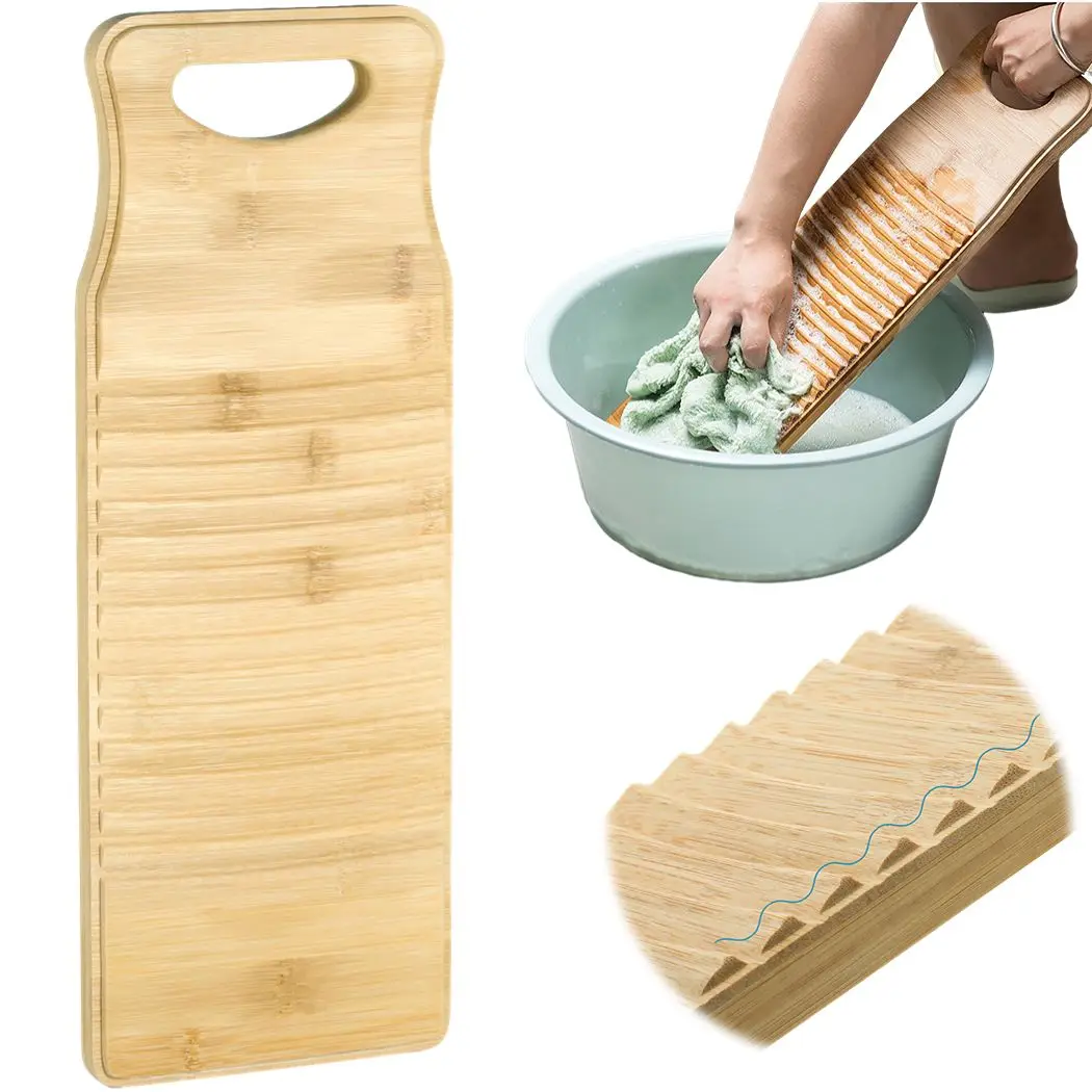 Non-Slip Bamboo Wood Washing Washboard Home Washing Scrubbing Board Creative Laundry Board Washboard Hand Wash For Home