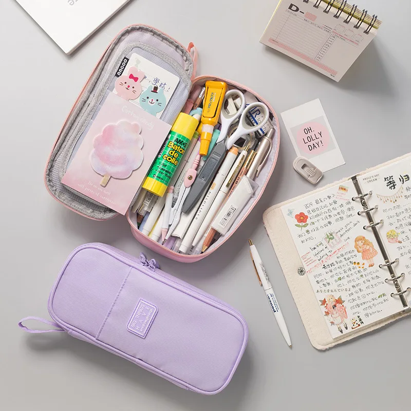 Pencil Bag Large Capacity Girls Pen Case Pouch Korean Organizer Kawaii Box  for Back To School Supplies Accessories Stationery