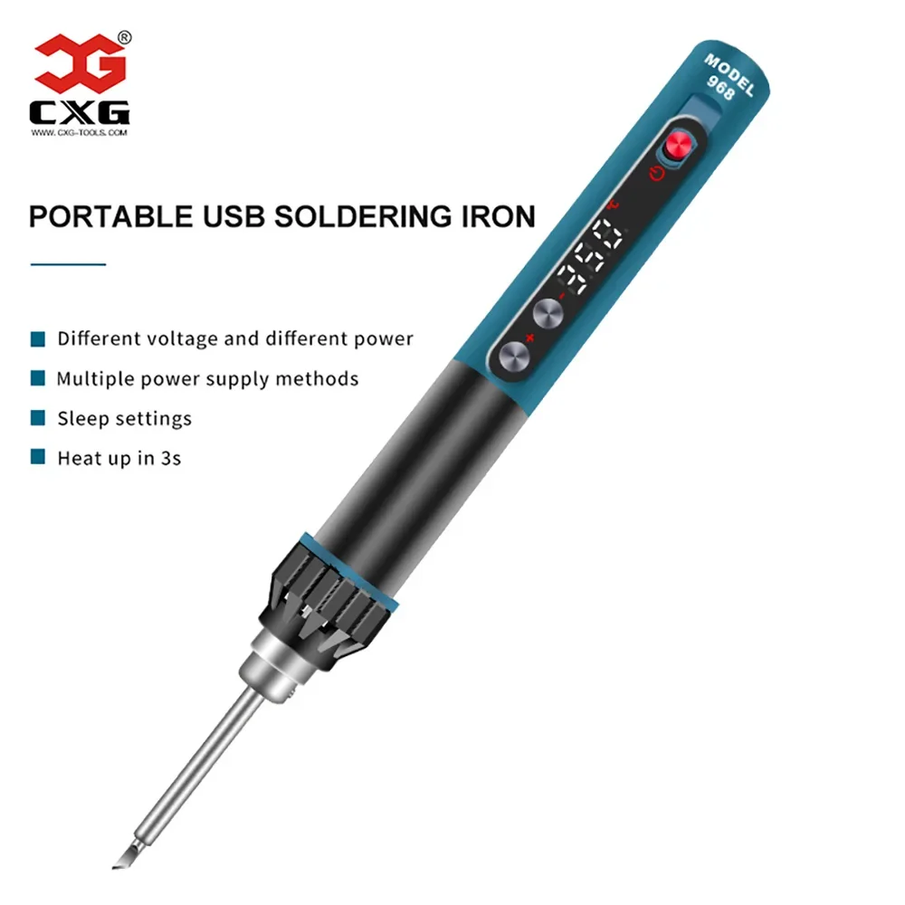 CXG 968 Mini Portable Soldering Iron Intelligent Adjustable Constant Temperature Sleep Function LED Display Portable Weld Tool 3