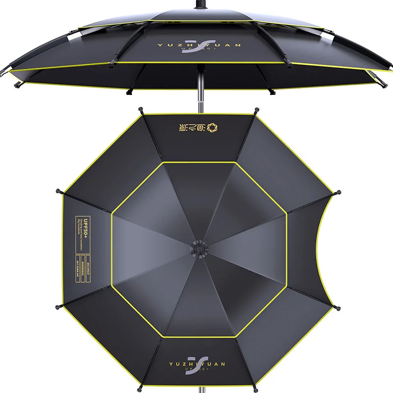 Fishing Umbrella With Ground Fork - 720° Rotatable, Rainproof & Sunscreen, Aluminum Alloy Pole, Large Beach Parasol