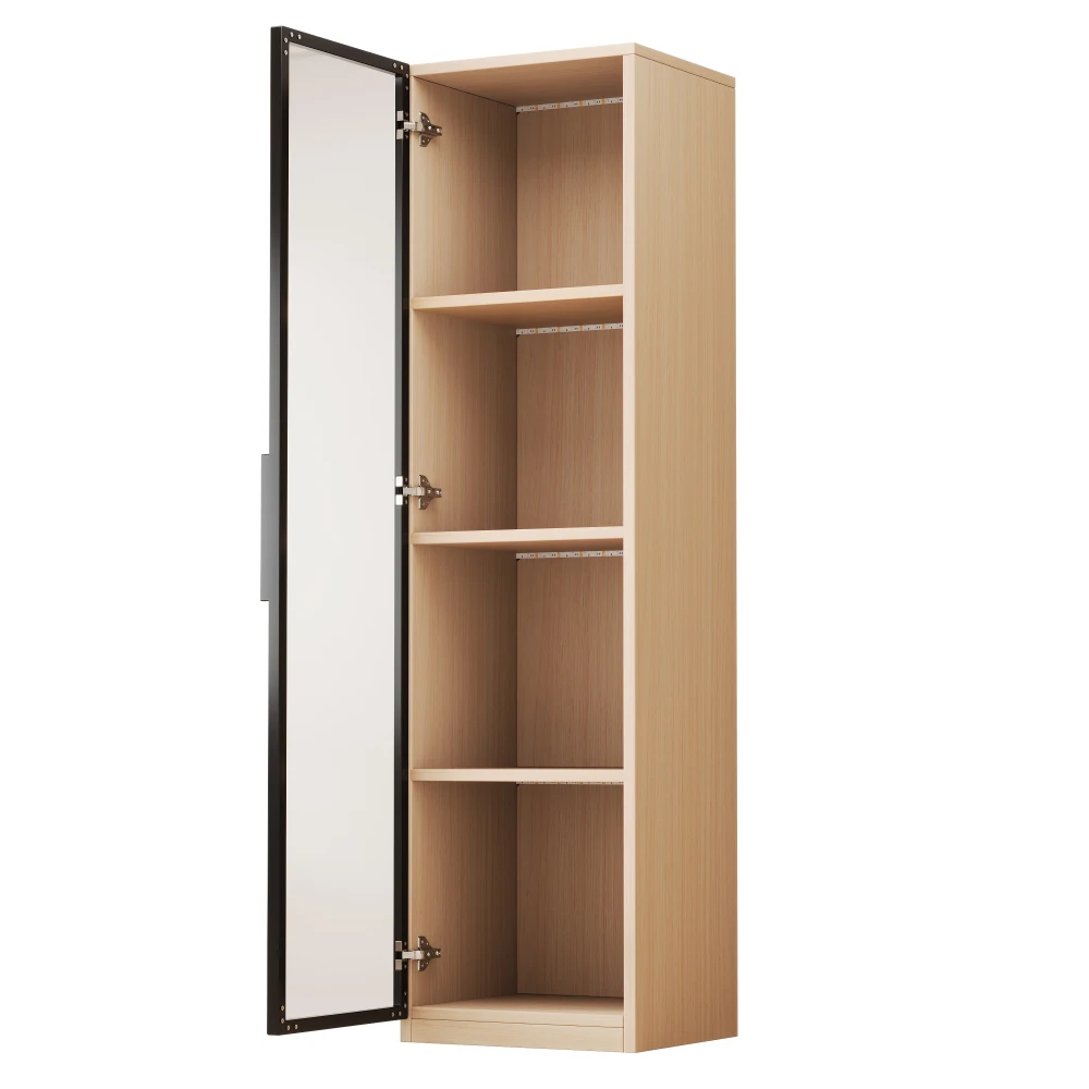 Schrank 40×40×165cm, freistehender MDF-Vitrinenschrank mit gehärteter Glastür, LED-Beleuchtung und Soft-Close-Scharnieren für die Sammlungsaufbewahrung – Detail 10