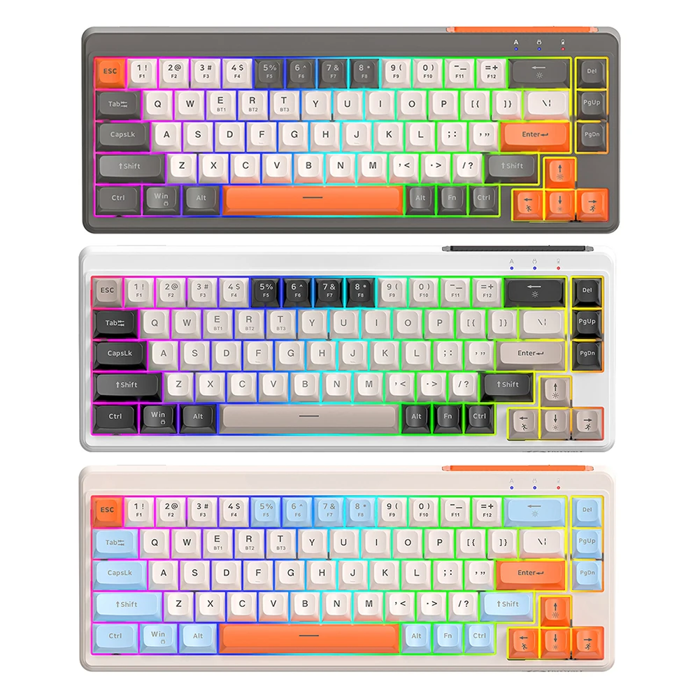 Wireless Mechanical Keyboard Tri-Mode BT5.0/2.4GHz/USB-C Mini Office Keyboard RGB Backlit for PC Laptop