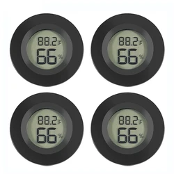 4-Piece Mini Digital Hygrometer Thermometer Set - Indoor Humidity & Temperature Monitor with LCD Display (Black 4pcs)