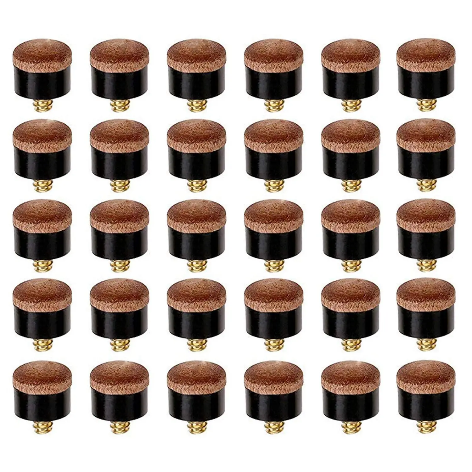 

30 Pcs Billiard Pool Cue Stick Screw-on Tips 12mm Replacement Billiard Cue Tips for Pool Cues and Snooker
