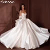 Sexy Strapless Backless Bride Robe Classic Lace Bow Wedding Dress Graceful Satin Ball Gown Bridal Gown Customized Robe De Mariée 1
