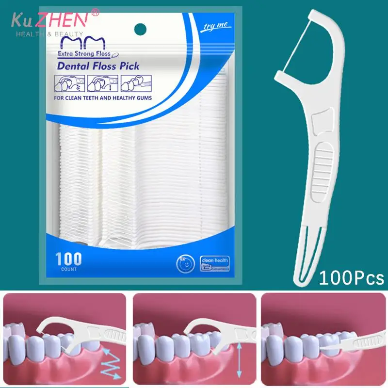 

30/50/100Pcs/Bag White Dental Flossers Double Headed Folding Dental Floss Stick Disposable Interdental Oral Hygiene Care Tools