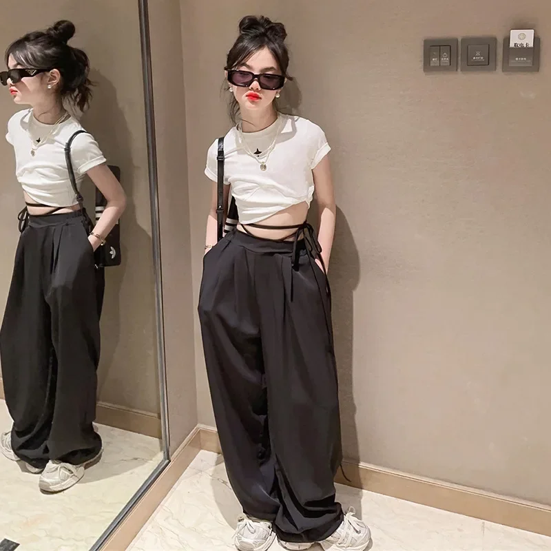 PATPAT Set di Abbigliamento per Ragazze, Pantaloni della Tuta Casual e Pantaloni a Campana, Vestiti Bambina di T-shirt Estive a Maniche Corte per Bambini, Regalo Estivo 3-12 Anni Coordinati 3 Colori