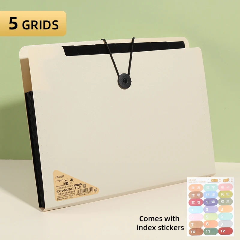 מארגן קבצים A4 ניתן להרחבה עם 5/8/13 כיסים - תיק מסמכי מבחן לתלמידים עם ידית, קל משקל ויכולת גדולה