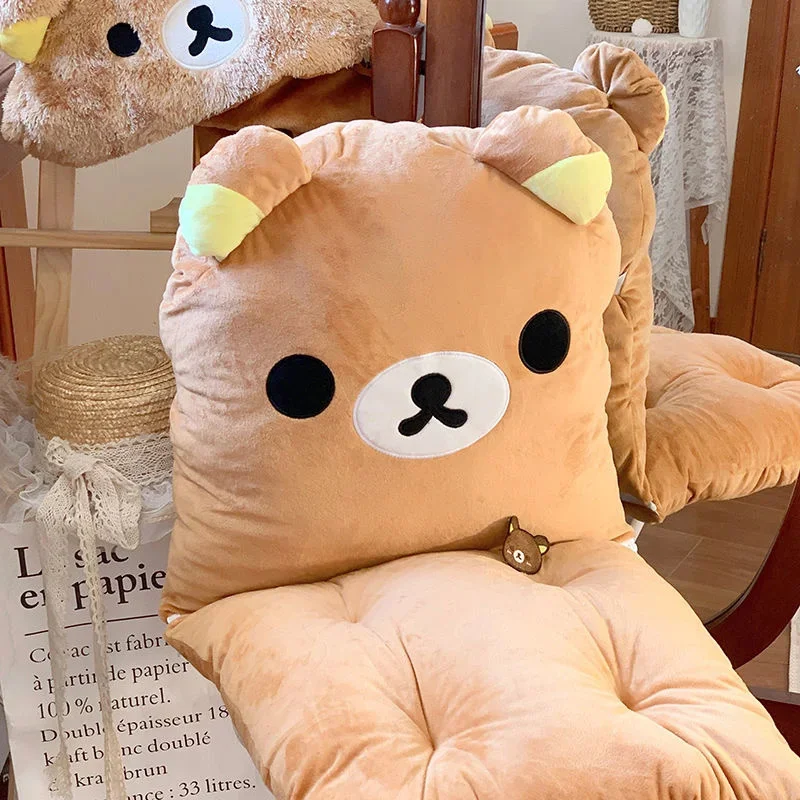 Cute Rilakkuma Thick Bench Cushion Rocker Chair Cotton Cushion Solid Color Soft Thicken Outdoor Garden Reclining Chair Cushions 4