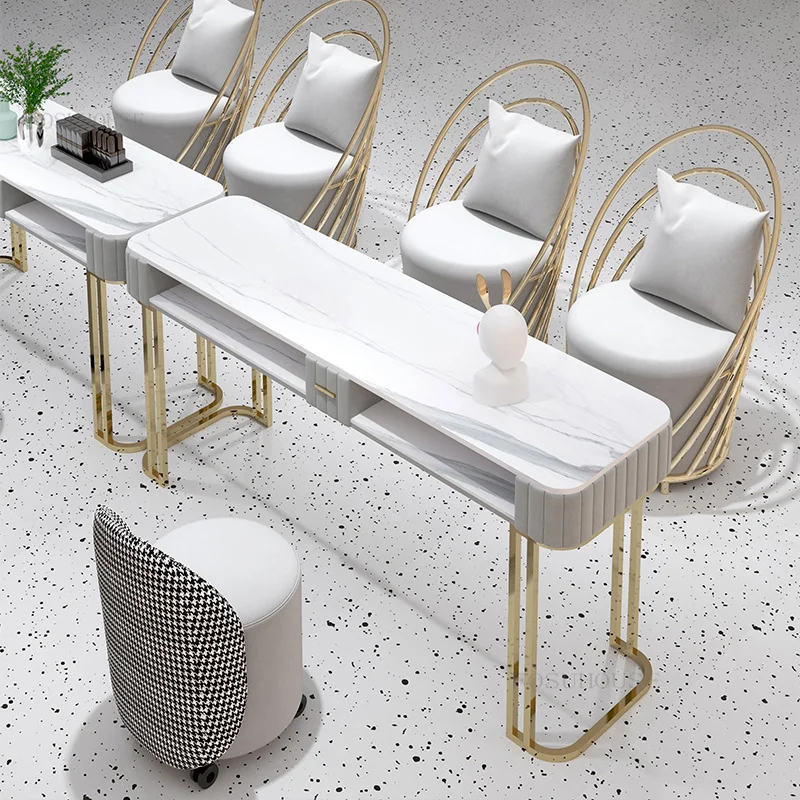 Nordic Light Luxury Nail Tables Chair Set Modern Simple Double-layer Manicure Tables Single Double Professional Manicure Table