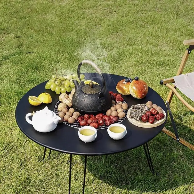 Eikuavons Grilltisch Aus Edelstahl – Mit 2 Höhenverstellbaren Ablagen, Gewürzregal & 6 Haken, 84x67x41 Cm