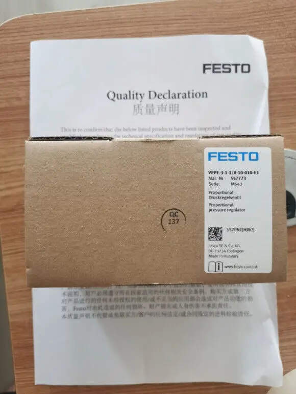

Новый товар, товар Festo VPPE-3-1-1/8-10-010-E1 557773, регулятор давления в коробке, 1 шт.
