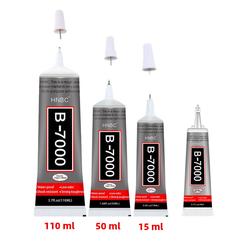 b7000 15ml 50ml 110ml mobile phone screen super glue b 7000 adhesive telephone glass glue repair point diamond jewelry diy glue 3ML B7000 Clear Contact Phone Repair Adhesive Universal Glass Plastic DIY Glue B-7000 With Precision Applicator