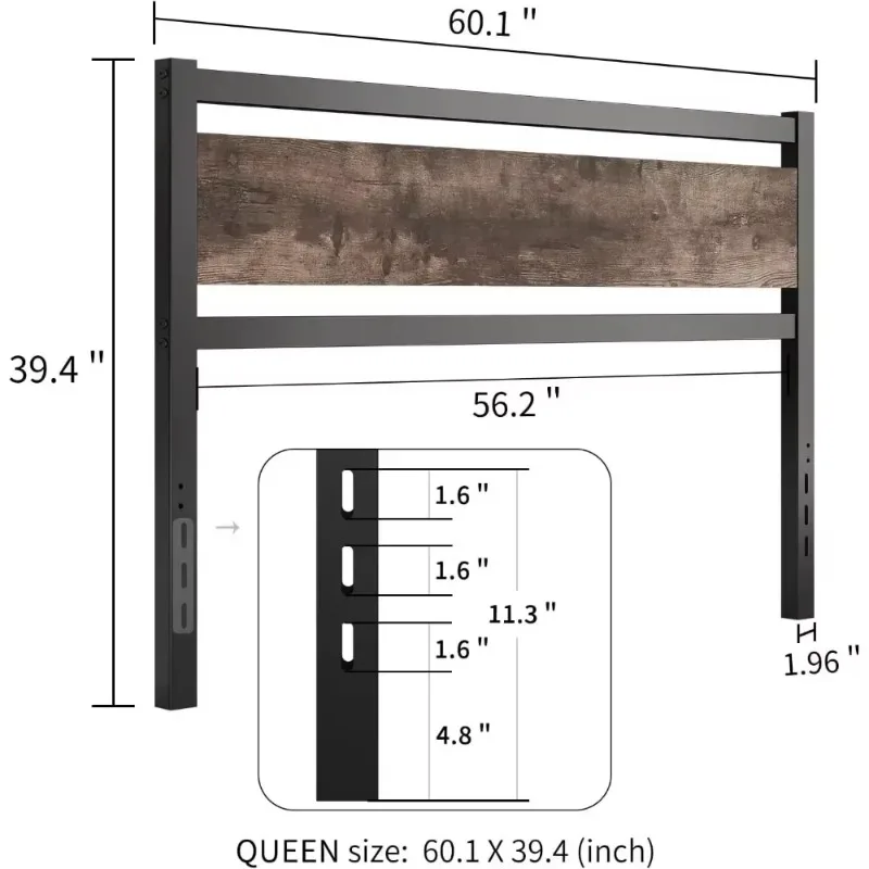 Only Wooden Headboard with Metal Flat Noodles Sturdy and Simple Easy To Assemble Double XL/large/extra Large (large)