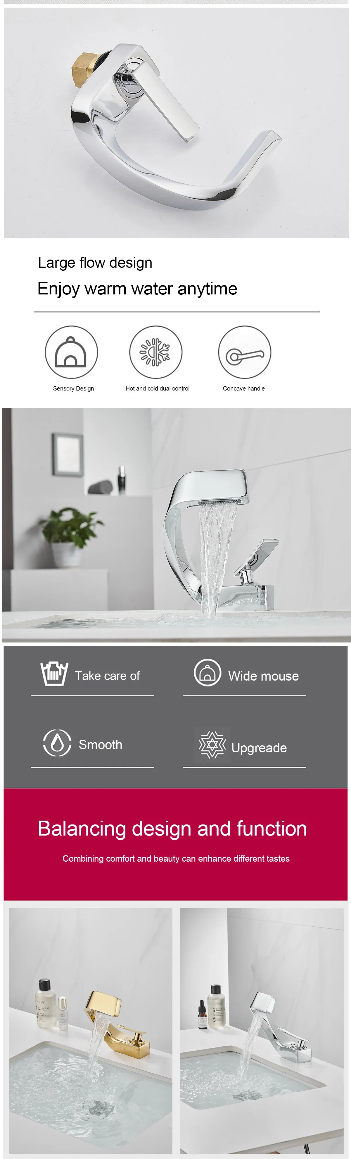 Description Picture 4 of itemModern Luxury Bathroom Faucet Mixer Vanity High Quality Bathroom Sink Faucet