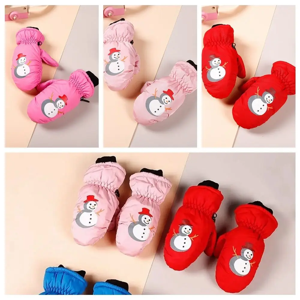 Cute Cartoon Winter Children Ski Gloves Thick Warm Non-slip Mittens Waterproof Windproof Outdoor Sports Gloves for kids 2