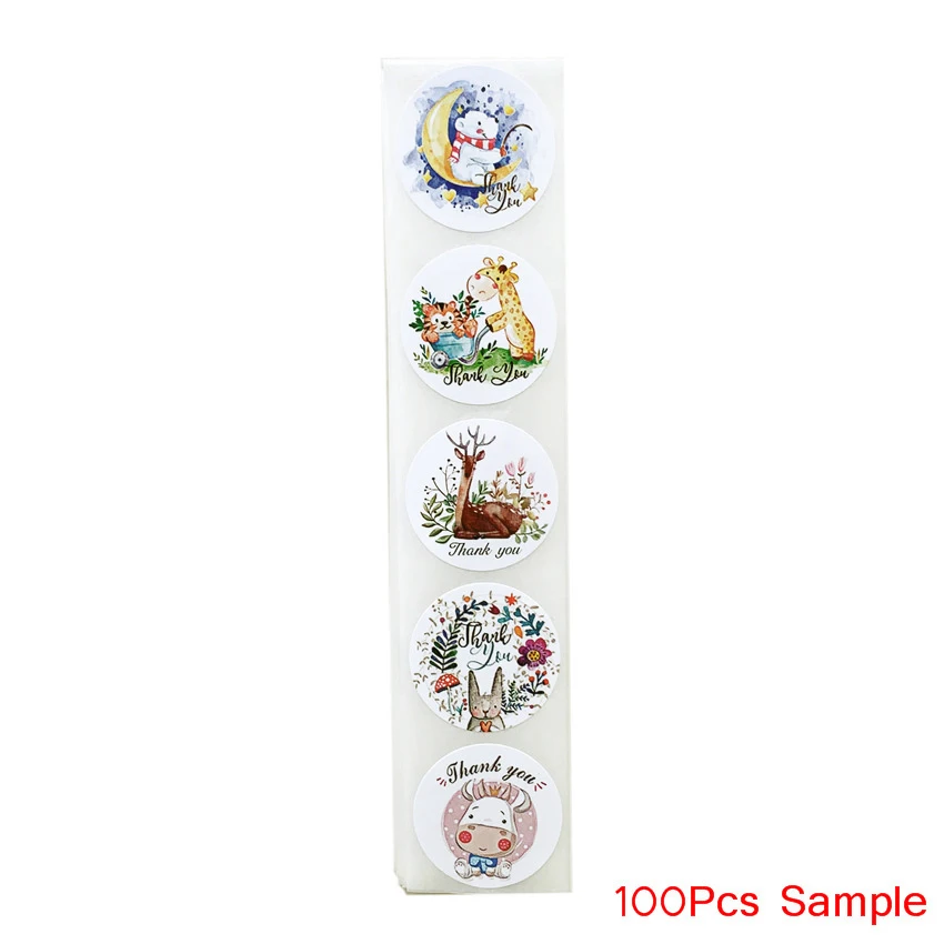 Cute Animal Thank you Stickers 100-500pcs Rabbit elephant Gift Decor Seal labels Kids Reward Diary Scrapbook Stationery Sticker decorative stickers animal stickers diy scrapbooking accessories thank you stickers