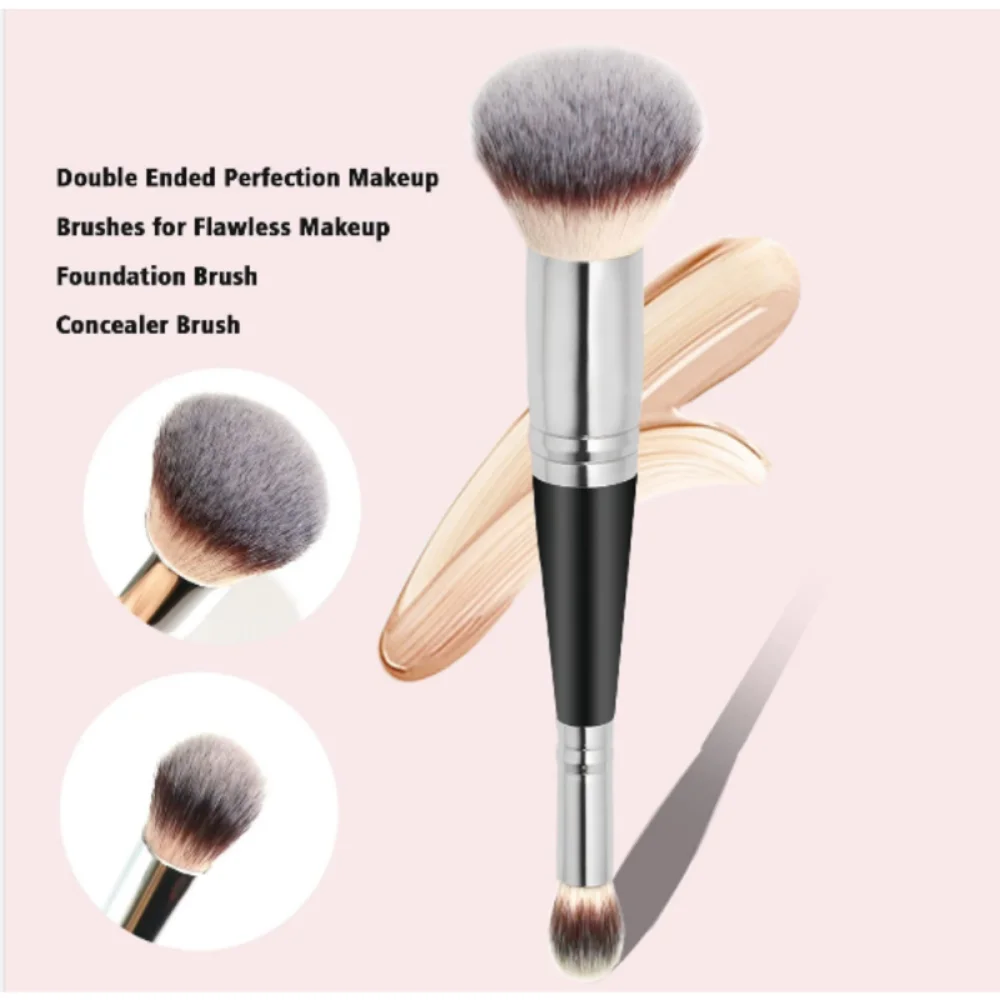 Doppelkopf-Profi-Make-up-Pinsel 2-in-1-Grundlagenpinsel Concealer Highlighter Puder Rougepinsel Beauty-Make-up-Tools_voghion.com