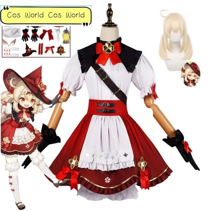 

Genshin Impact Witch Klee Sorceress Cosplay Cute Dress Klee Little Witch New Set Halloween Children's/Women's Anime Show