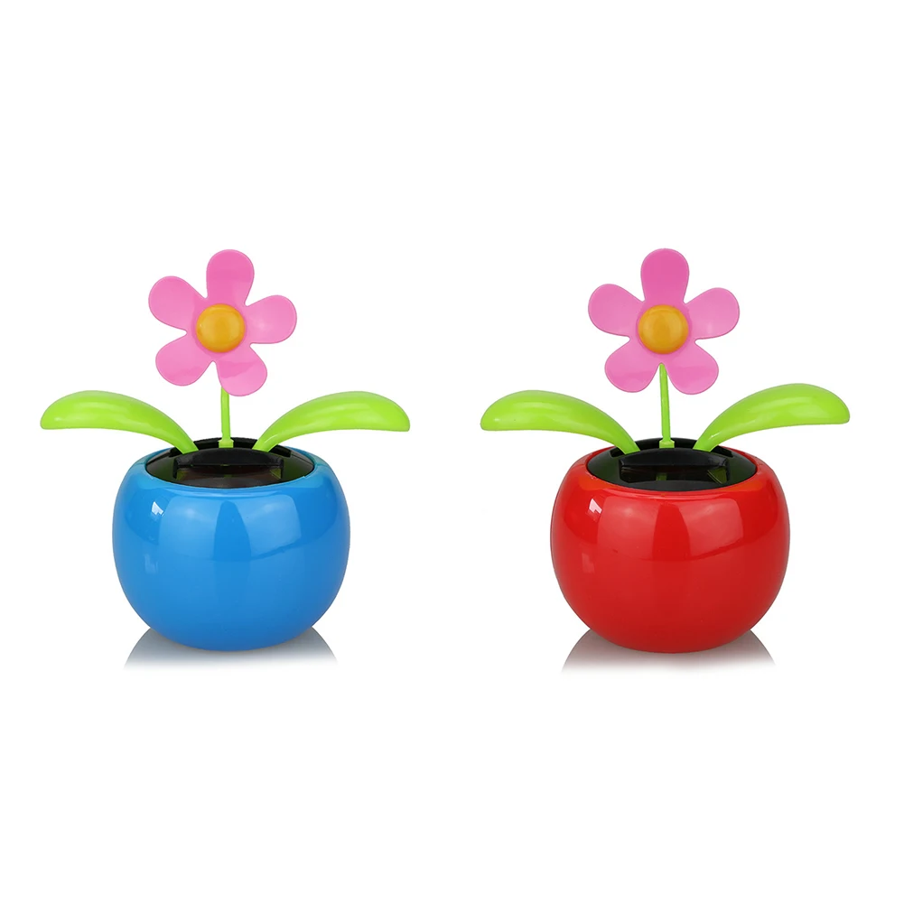 2Pcs Purple Solar Power Flip Flap Flower Insect for Car Decoration Swing Dancing Flower Eco-Friendly Bobblehead Solar Dancing Flowers in Colorful Pots Car Solar Flower, Learning and Education