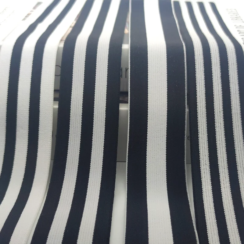 

Striped elastic band, high elastic webbing, loose tight rope clothing pants, flat rubber bands, black white waistband