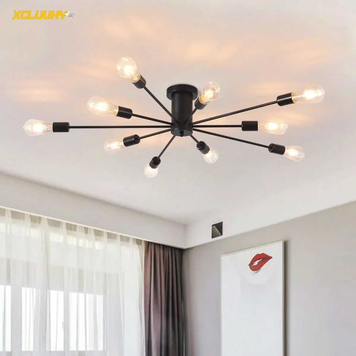 Vintage Industrial Iron Ceiling Lamp - Classic Loft Style Chandelier for Living and Dining Room Decor