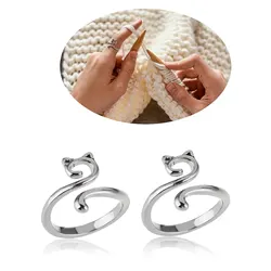 Set of 2 Adjustable Yarn Guide Rings for Efficient Knitting and Crochet (2pcs-sliver)