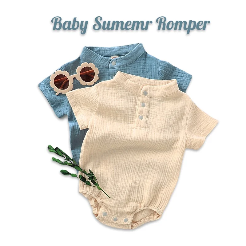 Baby Bodysuit Newborn Boys Romper Solid Color INS Style Onesie Jumpsuit 0-24 Months Toddler Clothes