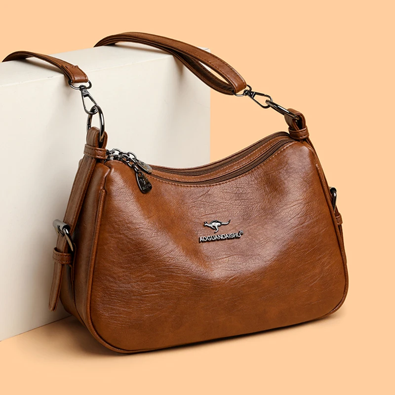 Luxury Designer Ladies Handbags New High Quality Leather Shoulder Bag for Women Female Retro and Minimalist Crossbody Bag Purses