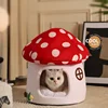 Half-Enclosed Mushroom Cat Bed - Adorable and Functional for Sleeping and Hiding Cat House Dog Bed Pets Cat Bed Dog Accessories