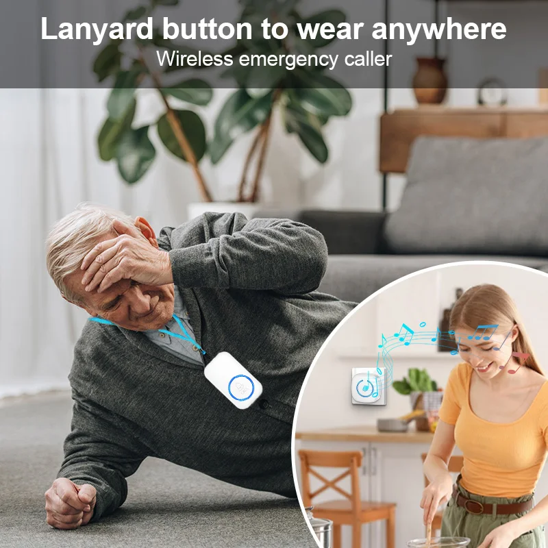 Wireless SOS Lanyard Call Button Paramedic Pager Watch Pager Emergency Call Button Kids Elderly Patient Wireless Doorbell