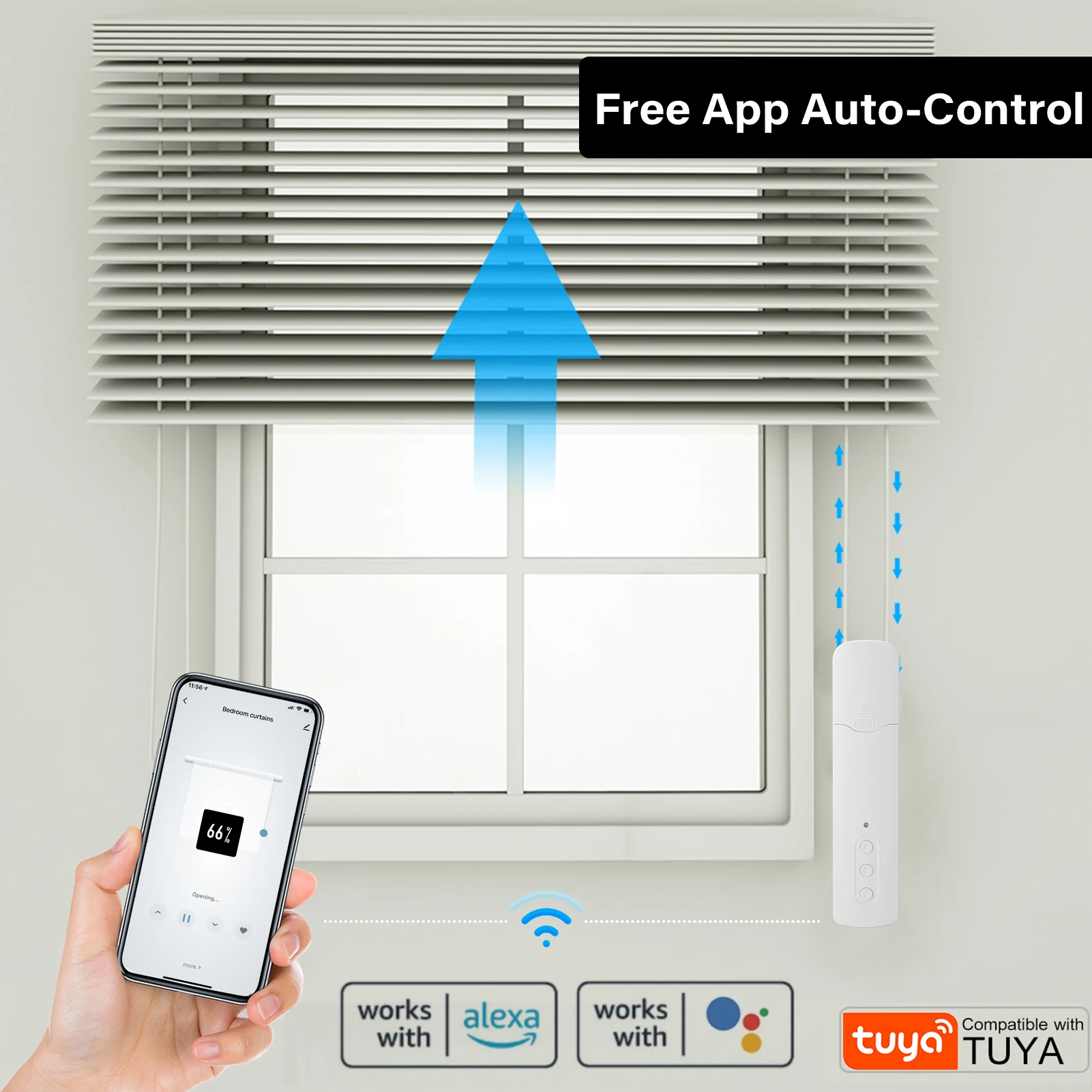 Tuya WiFi M515EGWT Smart Motorized Chain Roller Blinds Pull Bead Curtain Motor Work For Alexa Google Home Electric Curtain Motor