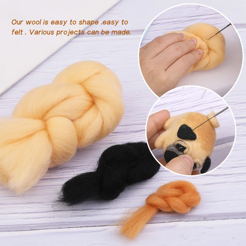 Needle Felting Kit Wool Felting Kit Non-Finished Dog Cat Wool Felting Material Package For Doll Toy Handmade DIY Craft For Child Gift