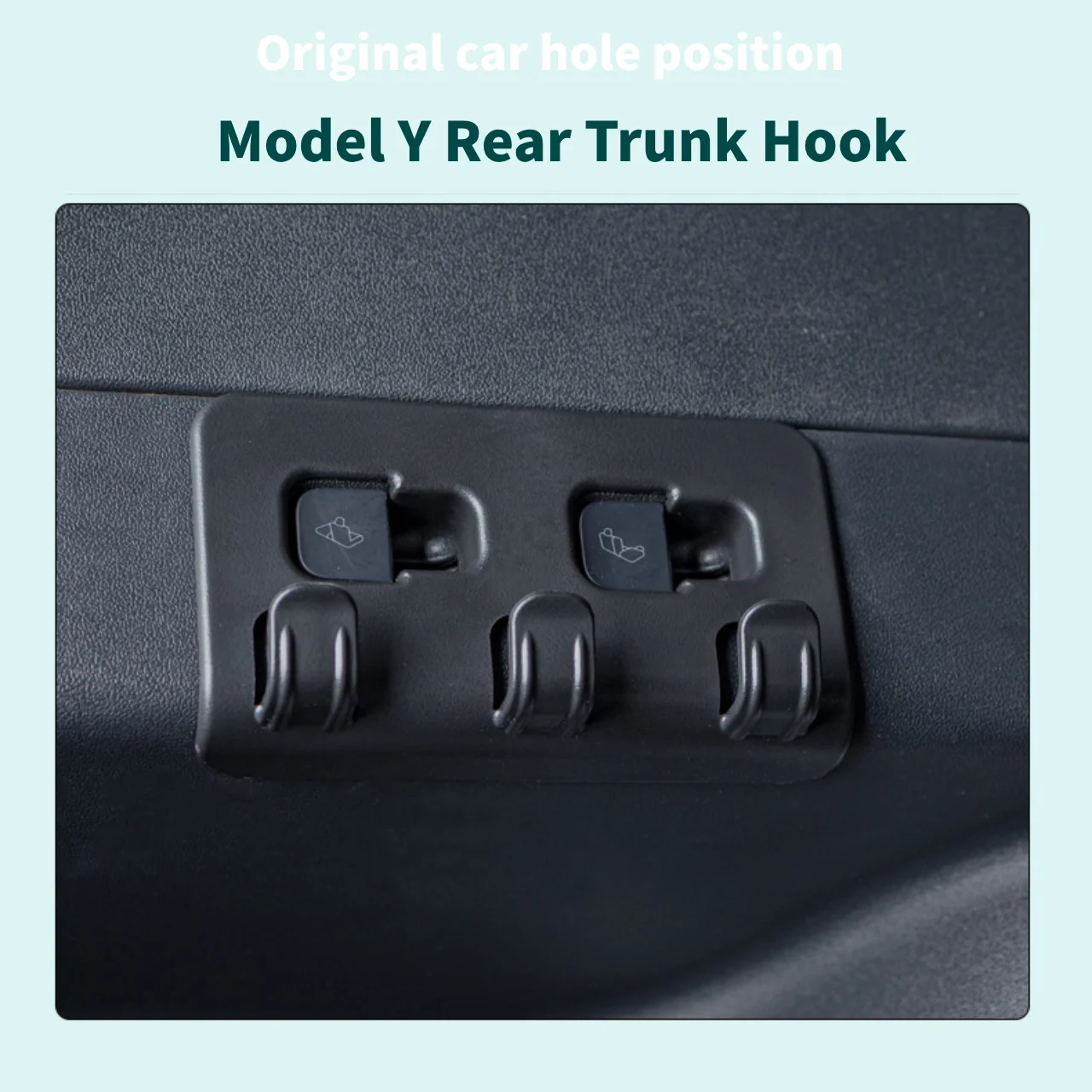 for Tesla for Model Y Rear Trunk Hook and Seat Button-Car Cargo, Grocery Bag Holder, and Umbrella Hanger Storage Interior