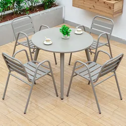 Outdoor Furniture Nordic Luxury Round Table Chairs Aluminum Alloy Courtyard Outdoor Garden Patio Terrace Leisure Furniture Set