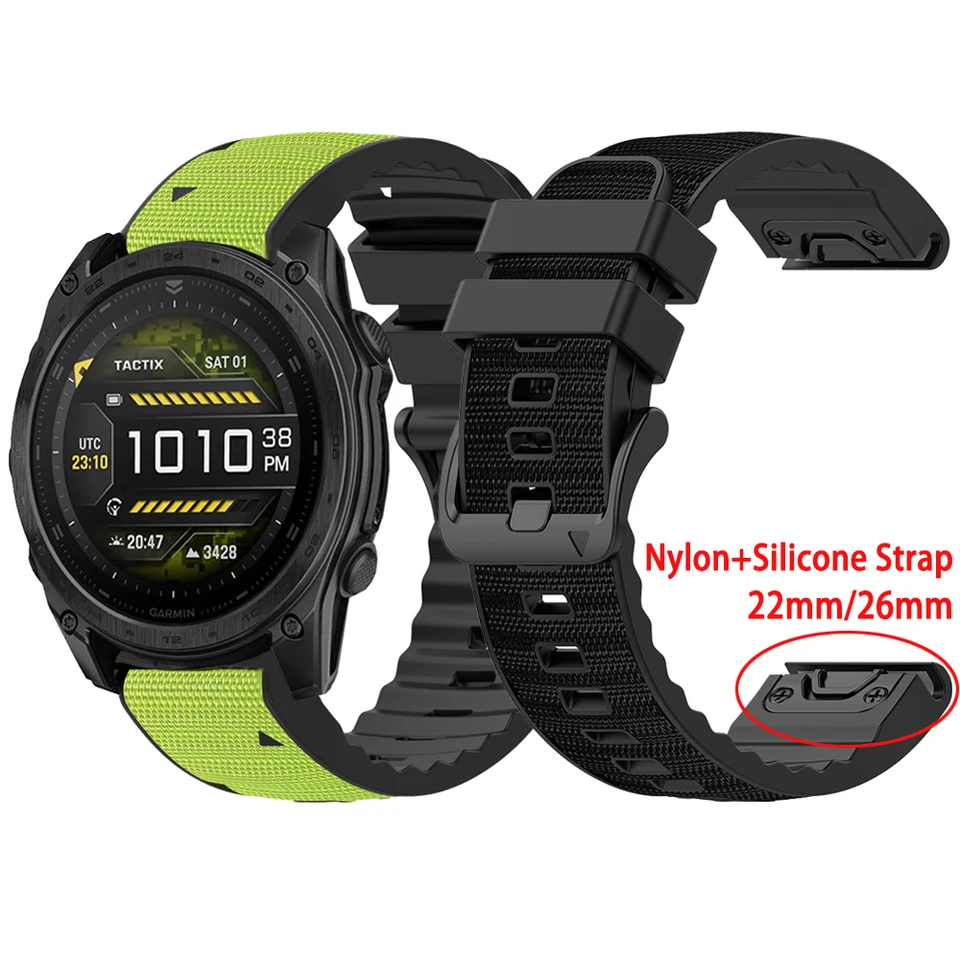 Cinturino 22mm Quickfit Nylon Intrecciato Per Garmin Fenix 8/7/6/Epix/Forerunner | Chiusura Magnetica Regolabile