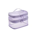 Double layer mesh cosmetic bag-purple