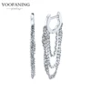 YUXINTOME 1 PC 925 en argent Sterling aiguille d'oreille coloré Zircon chaîne gland boucles d'oreilles pour les femmes deux trous boucle d'oreille bijoux A45