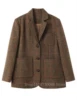 (Only Coat) Men's Suit Brown Plaid Woolen Blazer Prom Party Tuxedos Coat Single Breasted Three Buttons Bussiness/Wedding Jacket 1