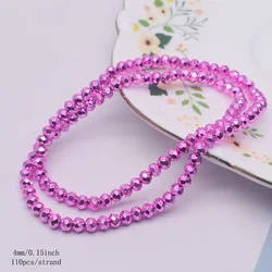 Vibrant Rose Red Faceted Rondelle Crystal Glass Beads - 4mm approx 110cs (5)