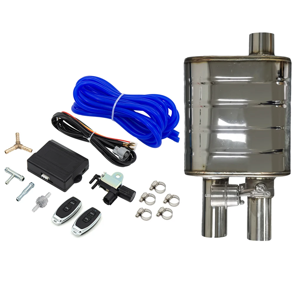 2.0" 2.5" or 3"IN/OUT Tip  Universal Exhaust Muffler single inlet double outlet H type Vacuum Muffler Pump Cutout Valve Control