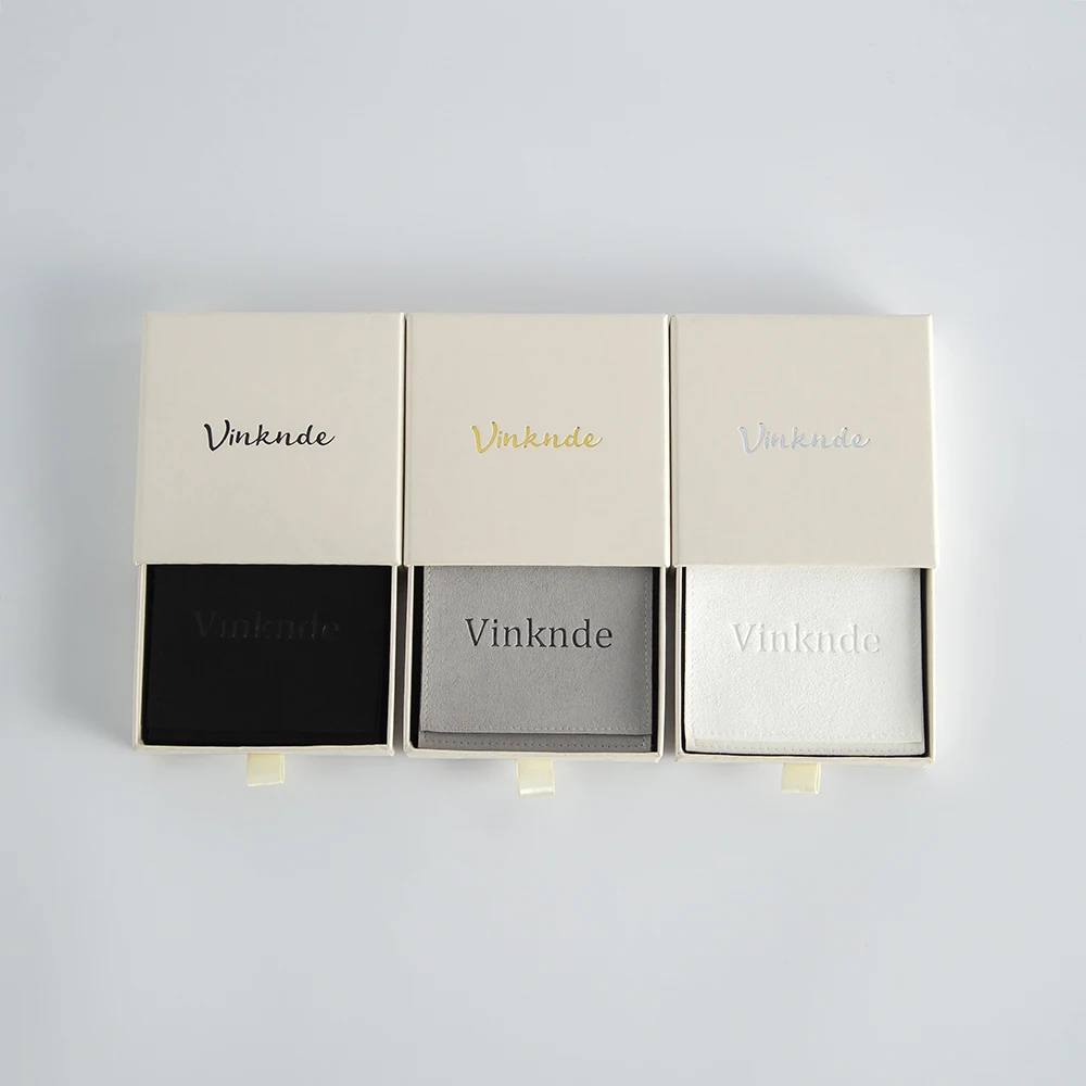 100Sets Custom Logo Paper Box and Microfiber Velvet Suede Cotton Bag Jewellery Display Gift Pouch Wedding Favors Gift Packaging