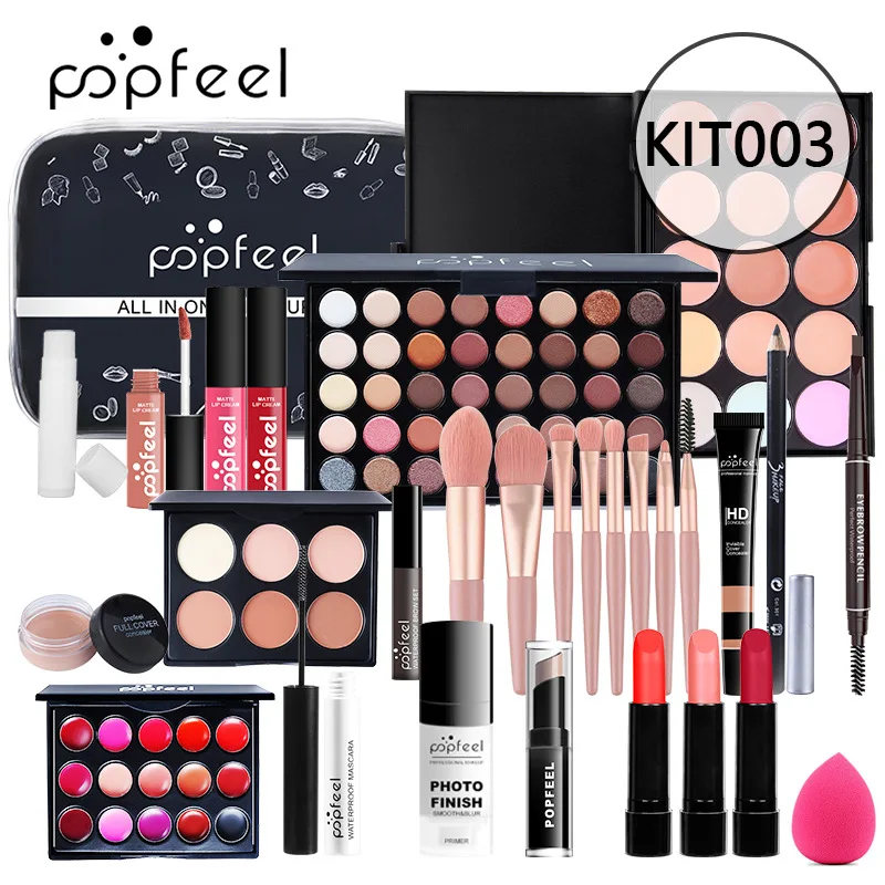 POPFEEL Full Set of Light Makeup Gift Box Makeup Set for Female Beginners Makeup Combination Include Eyebrow Eyeliner Eyeshadow 3